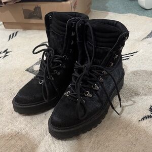 Diemme Black Calfhair Lace-Up Boots